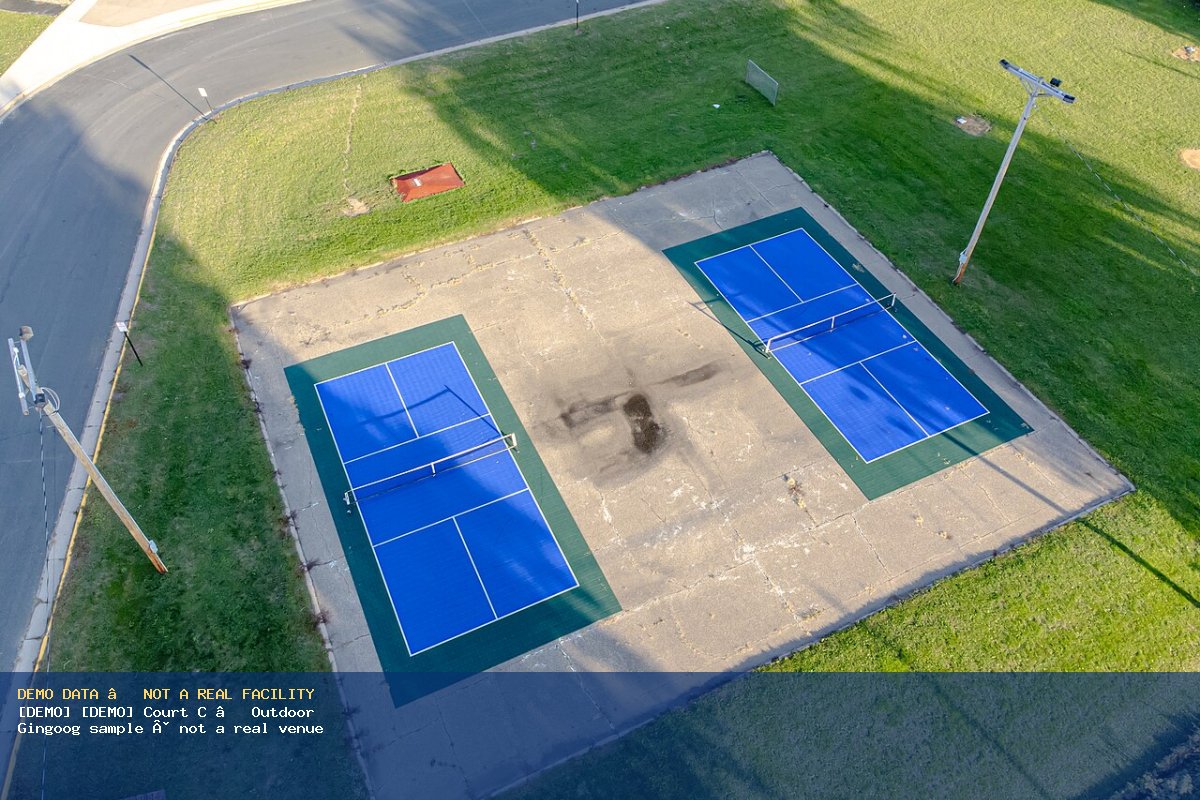 DEMO — outdoor pickleball courts (Wikimedia Commons)